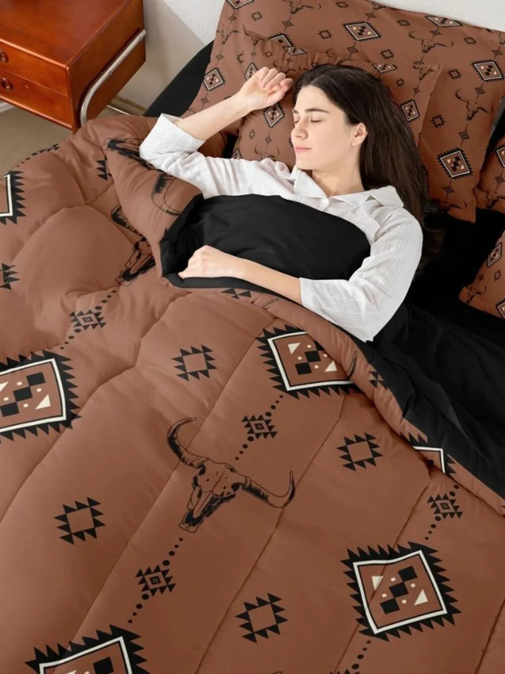 Southwestern Geometric 7 Pieces Comforter Sets Full,Cowboy Boho Aztec Bedding Se